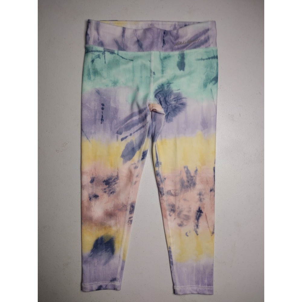 Eddie Bauer Kids XS 5/6 Tie Dye Leggings Purple Teal Yellow Activewear